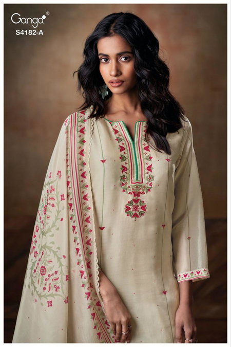 Hesya 4182 By Ganga Bemberg Silk Wholesale Designer Salwar Suits Suppliers In Mumbai